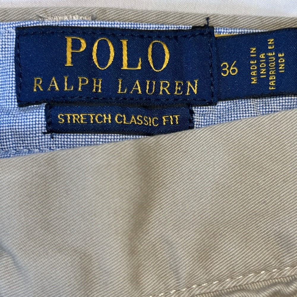 Polo Ralph Lauren Stretch Classic Fit Khaki Shorts 36 Chino Stretch Cotton Blend - Picture 5 of 8